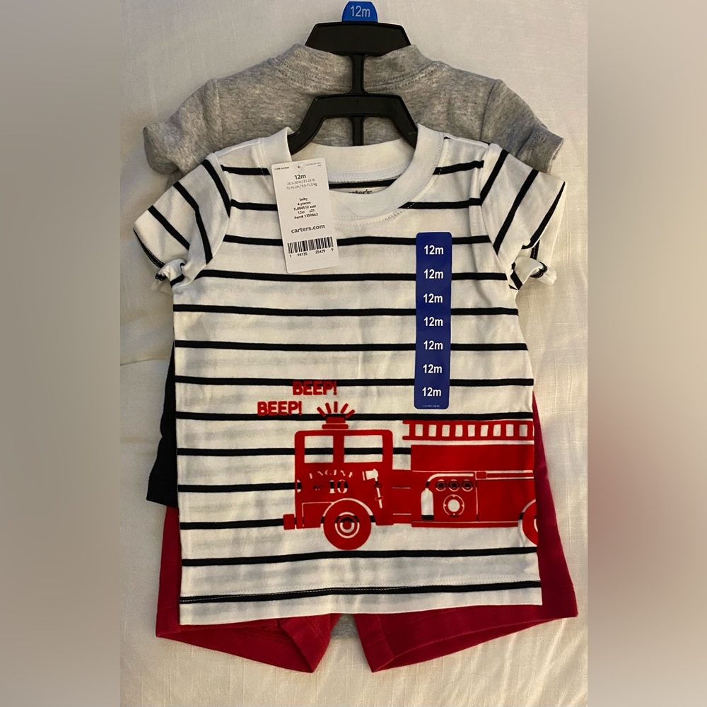 12-Months Carter’s Four-Piece Onesie/Shorts Sets